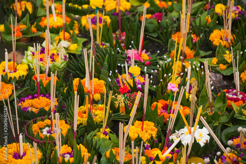 Ornate Handmade Loi Krathong Offerings in Sukhothai Thailand