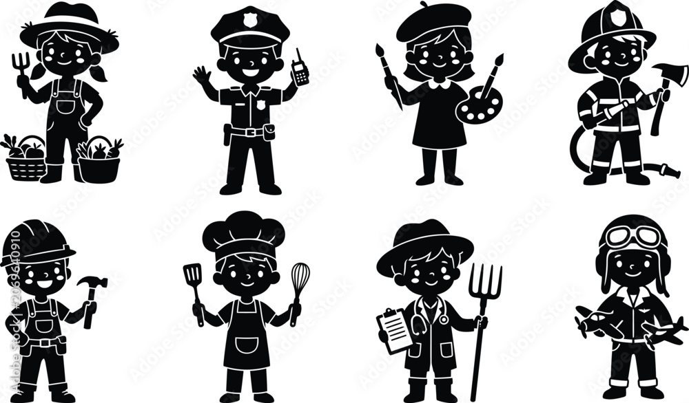 Naklejka premium Professions set of workers in vector icons