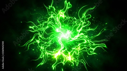 Image of a green flame effect rising high into the sky