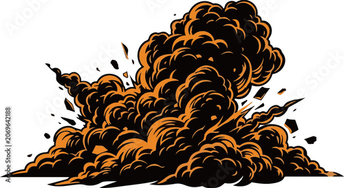 Fotografie Explosive Blast with Fiery Smoke Clouds