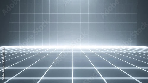 Abstract digital grid background with glowing lines and bright light