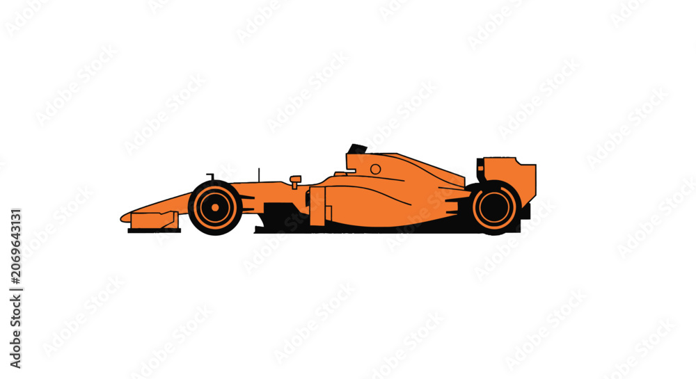 Fototapeta premium Orange Racing Car Side View.