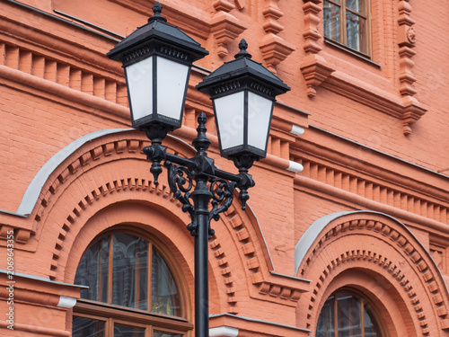 Illuminated Street Lamps at Red Square in Moscow
