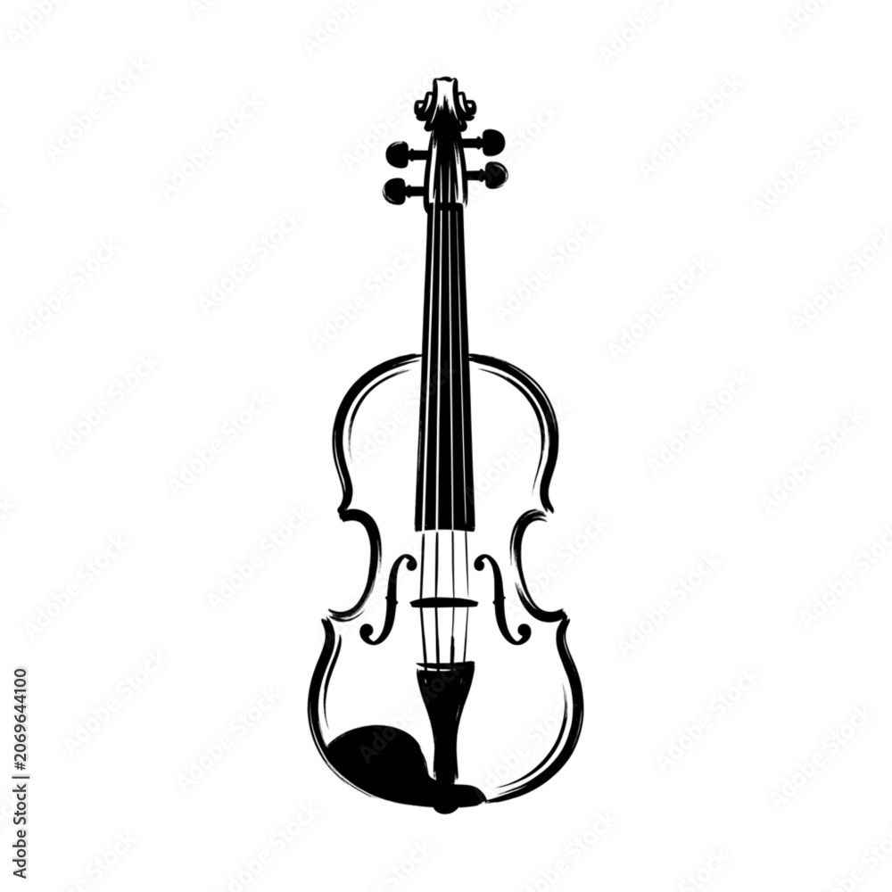 Fototapeta premium Black and white illustration of a violin.