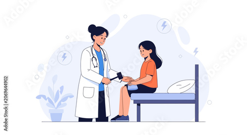 Doctor Performing Reflex Test on Child Patient