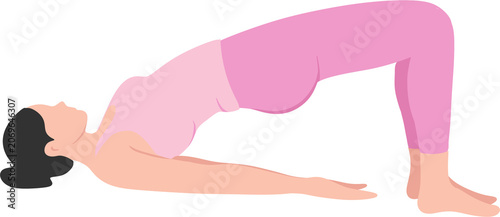 Tableau sur toile Bridge pose woman yoga hand drawn pastel illustration