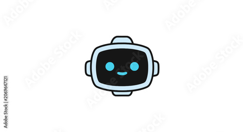 Smiling Robot Head with Blue Eyes.