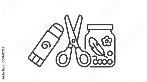 Black line icon of grooming tools.