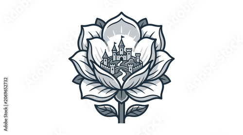 Black and white lotus flower design.
