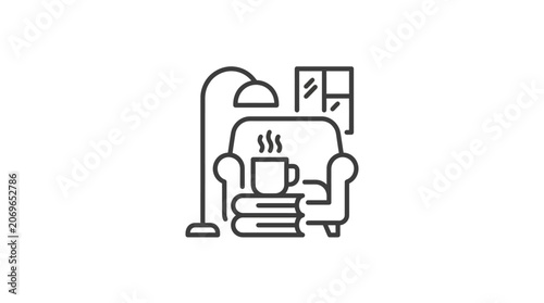 A line drawing of a chair.