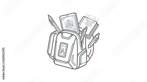 Backpack with money and school supplies.