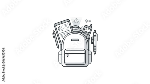 Backpack with school supplies inside.