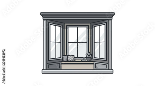 Bay Window Seat with Cushions Inside.