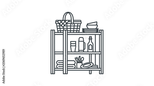 Beverage bottles on shelf storage.