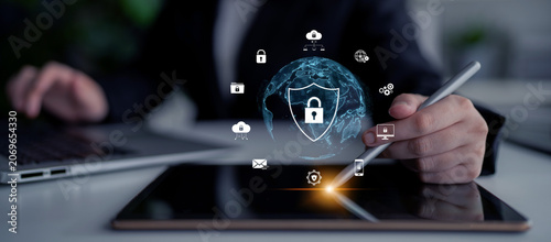 Fotografía Cyber security protects against breaches, hacks, and network attacks using strong infrastructure and proactive digital defense strategies