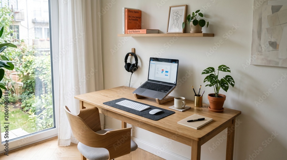 Fototapeta premium Modern home office workspace with laptop 3.
