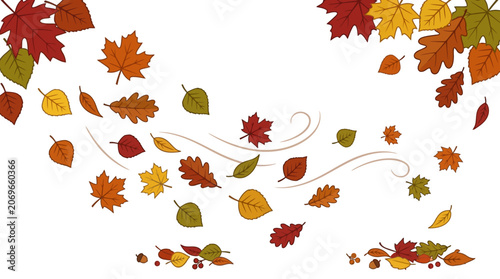 Bilde på lerret Autumn foliage in a frenzy of windswept colors