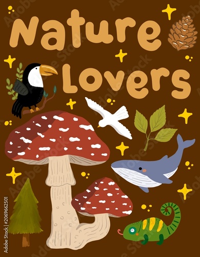 forest illustration - animals - wildlife