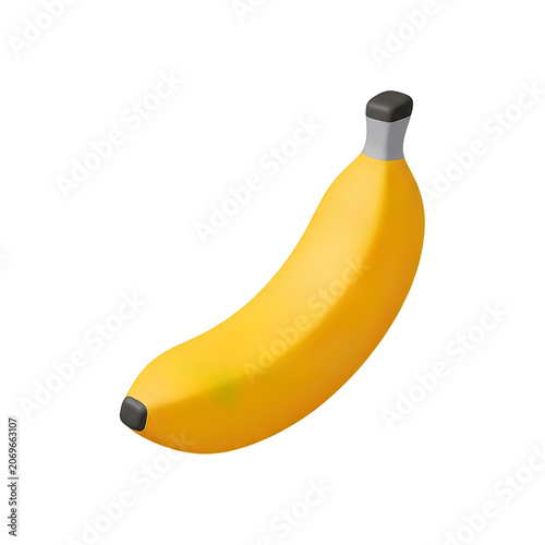 Yellow banana fruit single object.