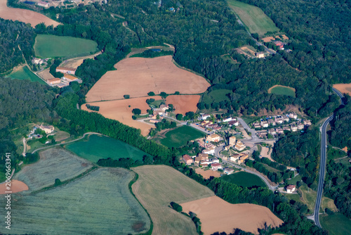 Aerial View of the Province of Girona, Spain from a Ryanair Bristol–Girona Passenger Flight