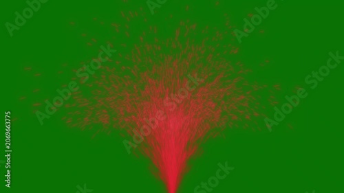Animated Red Light Sparks Fountain Isolated on Green Screen Chroma Key