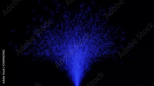 Blue Sparkler Fountain Pyro Effect Loop on Black Background