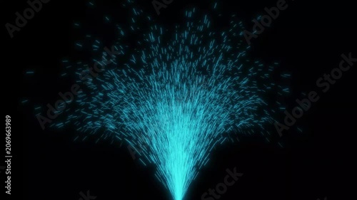 Cyan Sparkler Fountain Pyro Effect Loop on Black Background