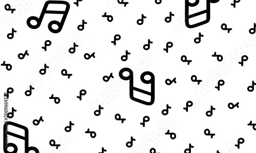 Hand drawn music notes seamless pattern. Seamless pattern of music notes doodle illustration background. Music notes pattern background.