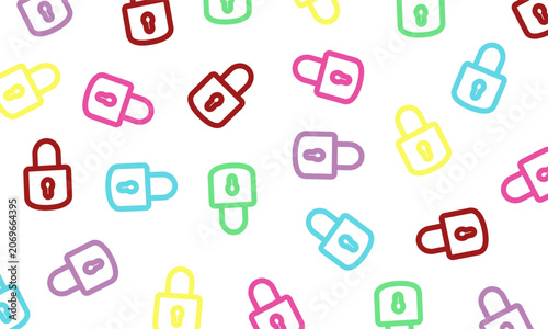 Hand drawn padlock seamless pattern. Seamless pattern of padlock doodle illustration background. Padlock object pattern background.