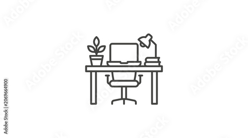 Office Workspace Desk with Chair.