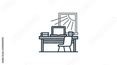 Office Desk with Computer Chair.