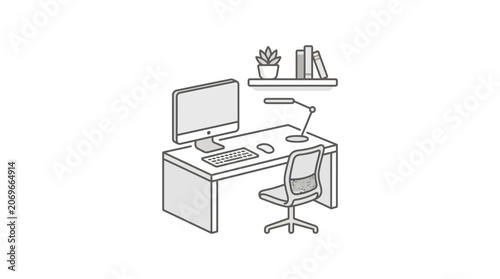 Office Workspace with Computer Desk.