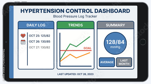 Tableau sur toile Hypertension Control Dashboard Blood Pressure Log Tracker