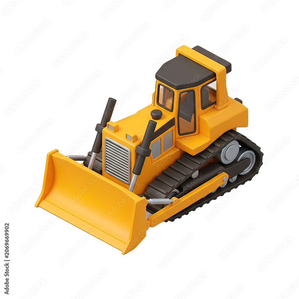 Obraz premium Yellow Toy Bulldozer Construction Vehicle Model 1.