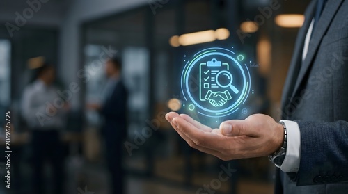 Digital Contract Due Diligence and Partnership Verification Concept with Compliance Checklist, Business Agreement Review and Corporate Risk Assessment Technology