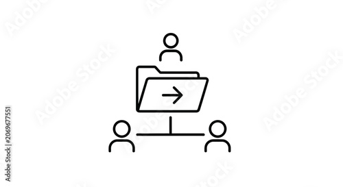 Teamwork collaboration, file sharing, and data transfer concept icon