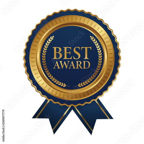 Best award gold medal with ribbon for certificate element