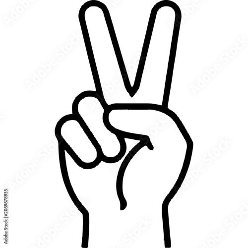 Peace hand gesture with two fingers up