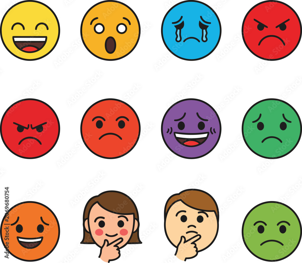 Fototapeta premium Orange emoticon showing a nervous smile for social media communication