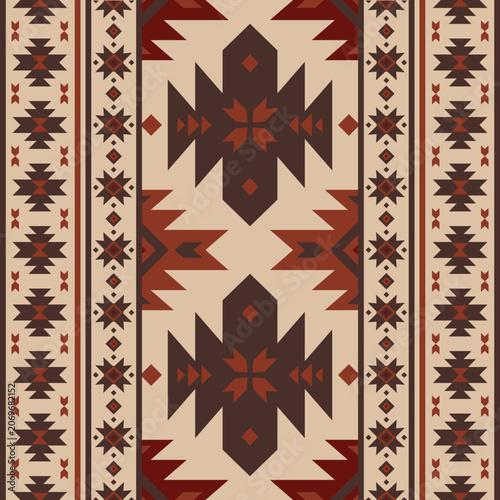 Southwest native seamless pattern ethnic tribal Aztec geometric Navajo Native American fabric earth tone design vector for textile printing