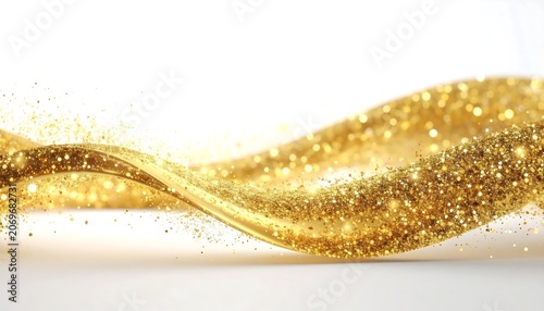Golden Glitter Wave Abstract Background with Luxury Sparkles