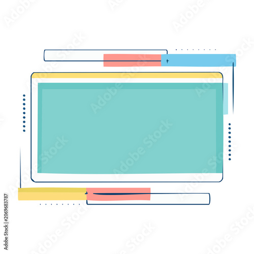 Flat design laptop with browser window illustration