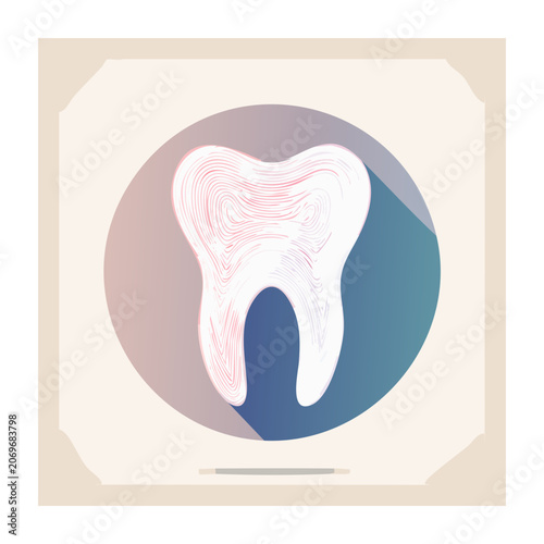 Flat illustration of a molar tooth icon
