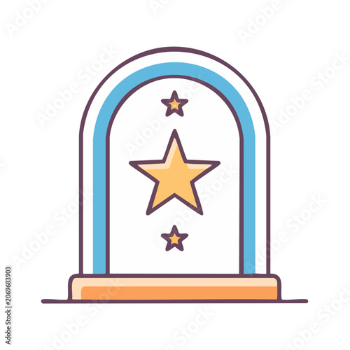 Tombstone with stars flat vector illustration