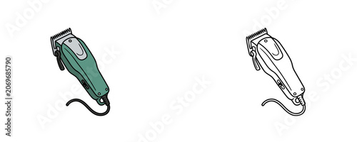 Cuadro en lienzo Hair clippers cartoon illustrations in flat color and black line styles represen