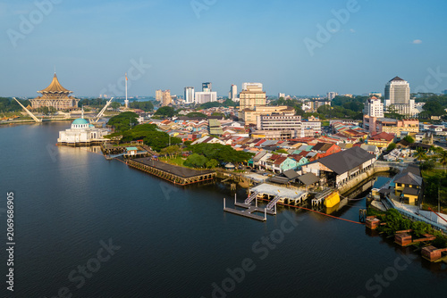 scenery of the waterfront of Sarawak river in Kuching, Sarawak, east Malaysia
