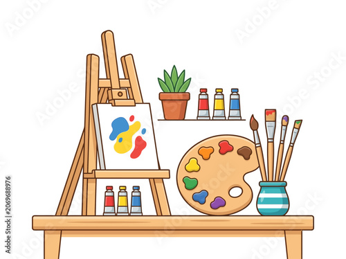paintbrushes pallete set vector 