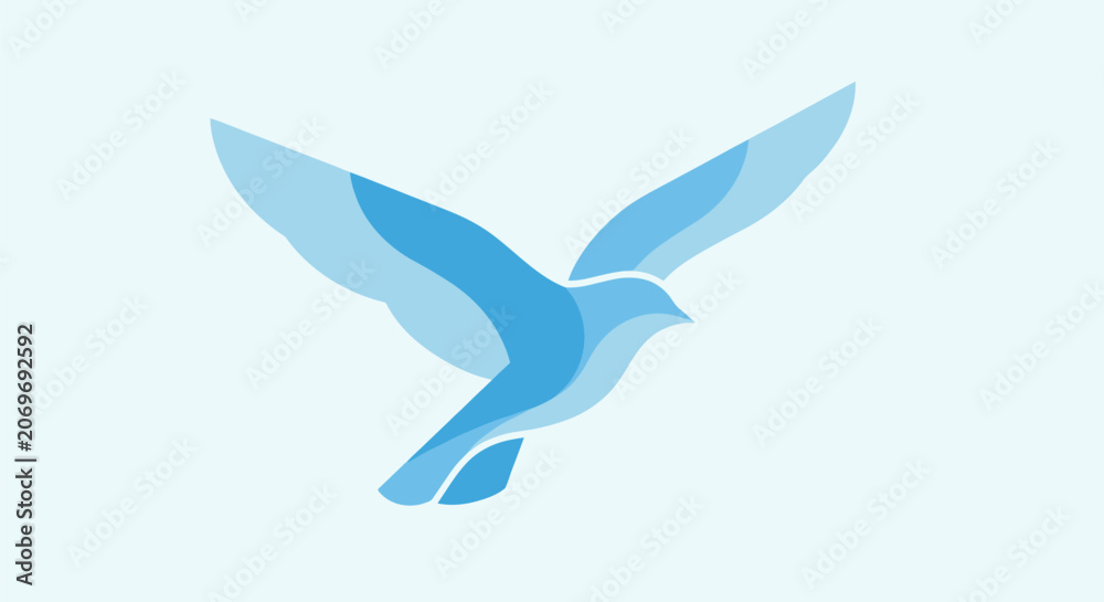 Naklejka premium Minimalist blue bird logo icon illustration.