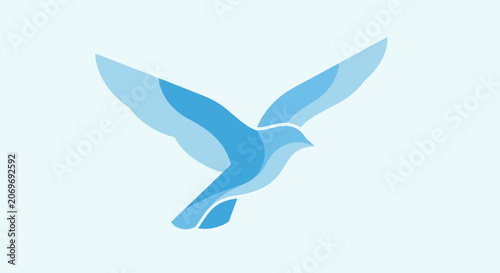 Minimalist blue bird logo icon illustration.