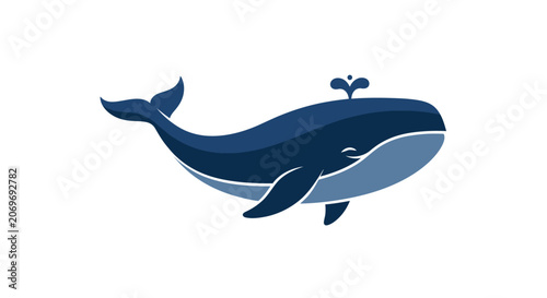 Minimalist Blue Whale Graphic Illustration Icon.